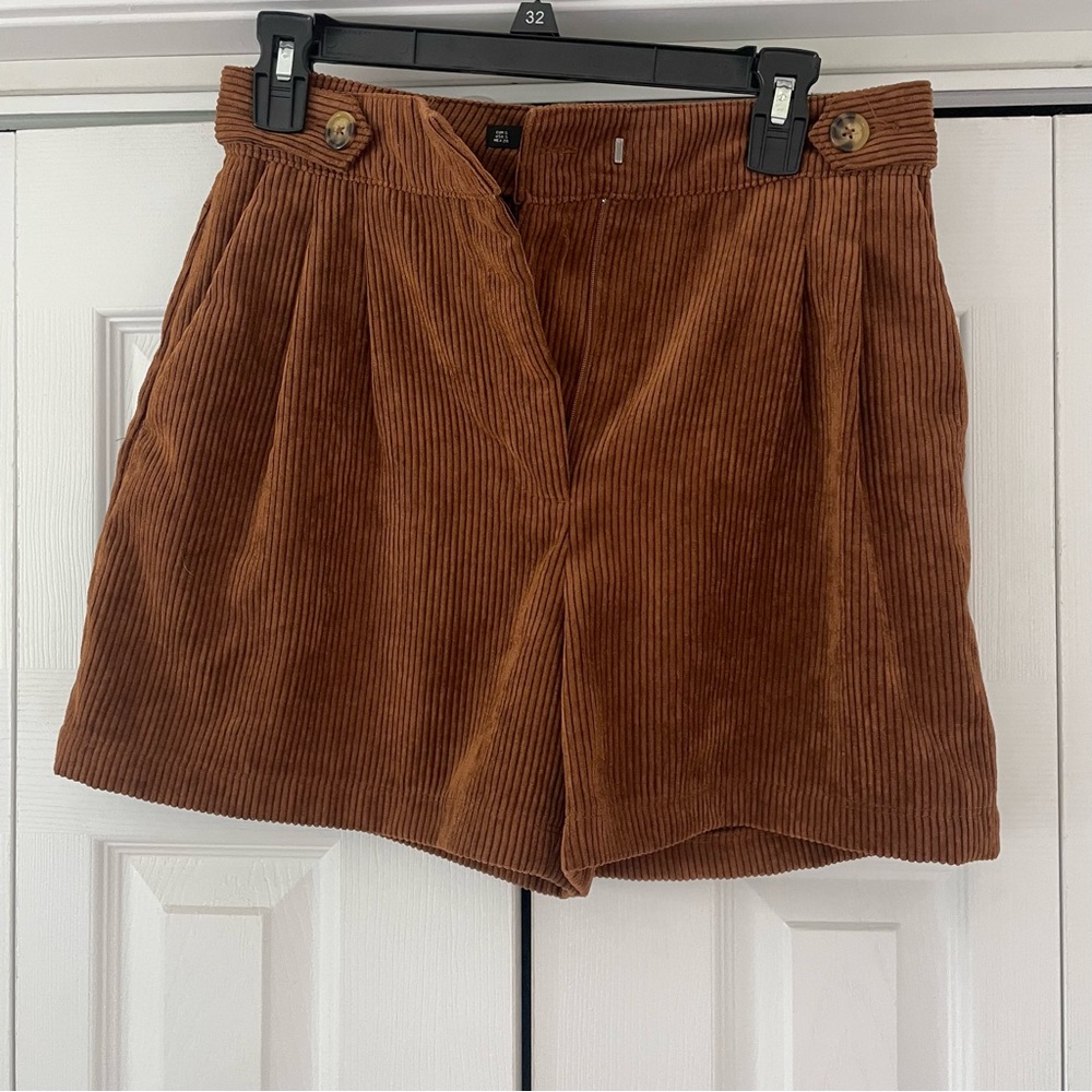 Brown High Waist Corduroy Shorts